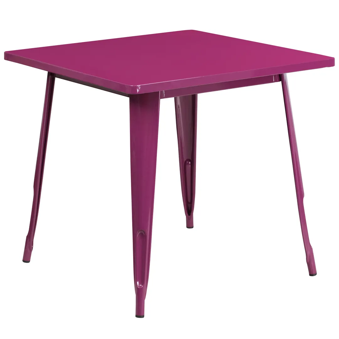Flash Furniture ET-CT002-1-PUR-GG 31" Square Dining Table, Purple, MDF Top, Galvanized Steel Base