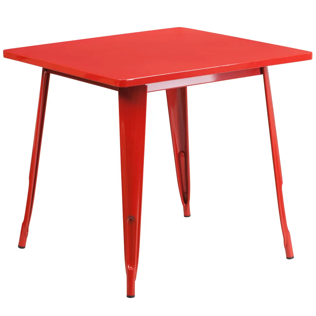 Flash Furniture ET-CT002-1-RED-GG 31" Square Dining Table, Red Powder Coat, MDF Top, Galvanized Steel Base