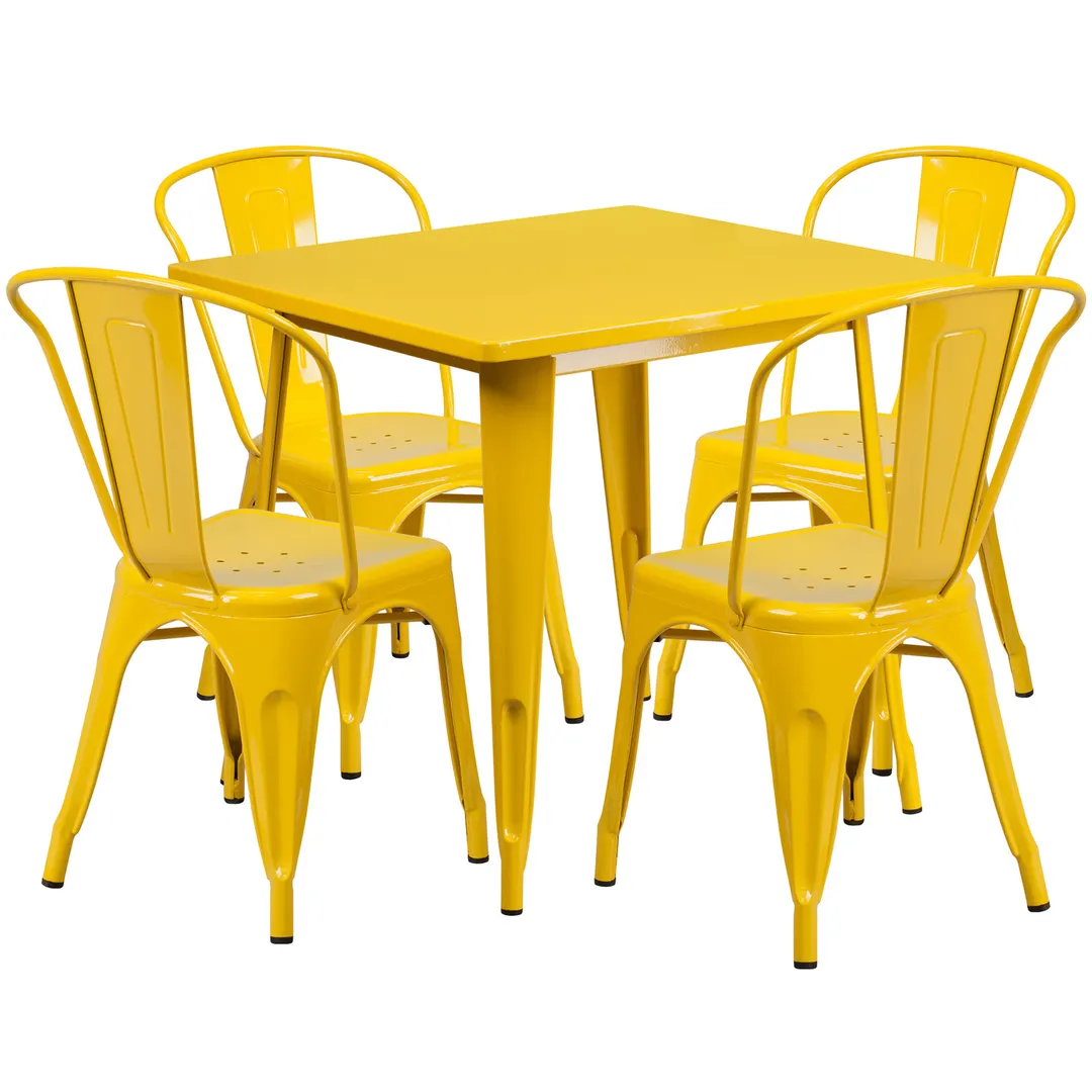Flash Furniture ET-CT002-4-30-YL-GG 31 Square Table Set with 4 Yellow Chairs