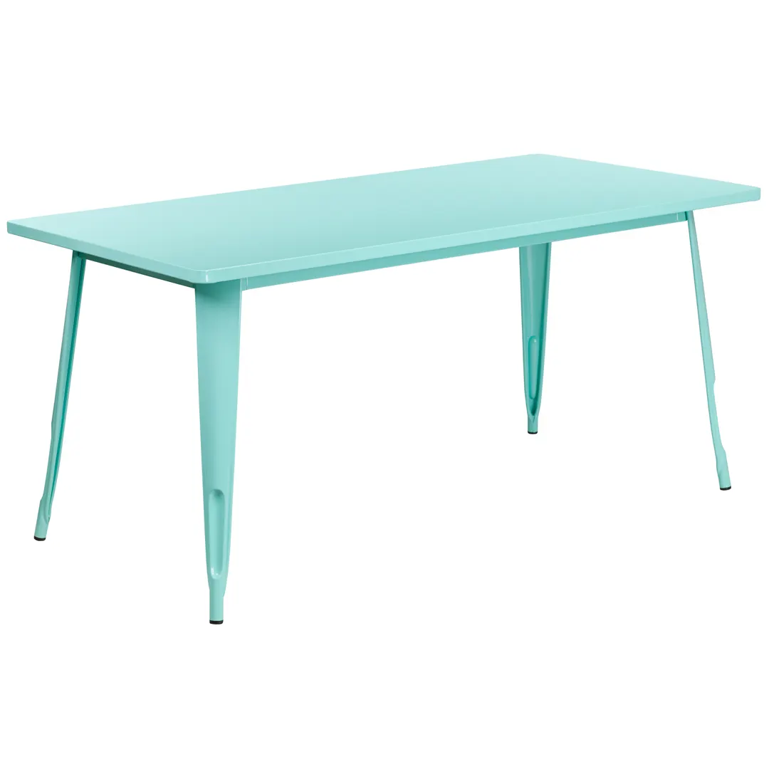 Flash Furniture ET-CT005-MINT-GG 63" Rectangular Dining Table, Mint, MDF Top, Galvanized Steel Base
