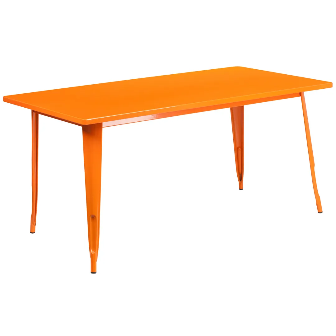 Flash Furniture ET-CT005-OR-GG 63" Rectangular Dining Table, Orange, Galvanized Steel, Powder Coat Finish