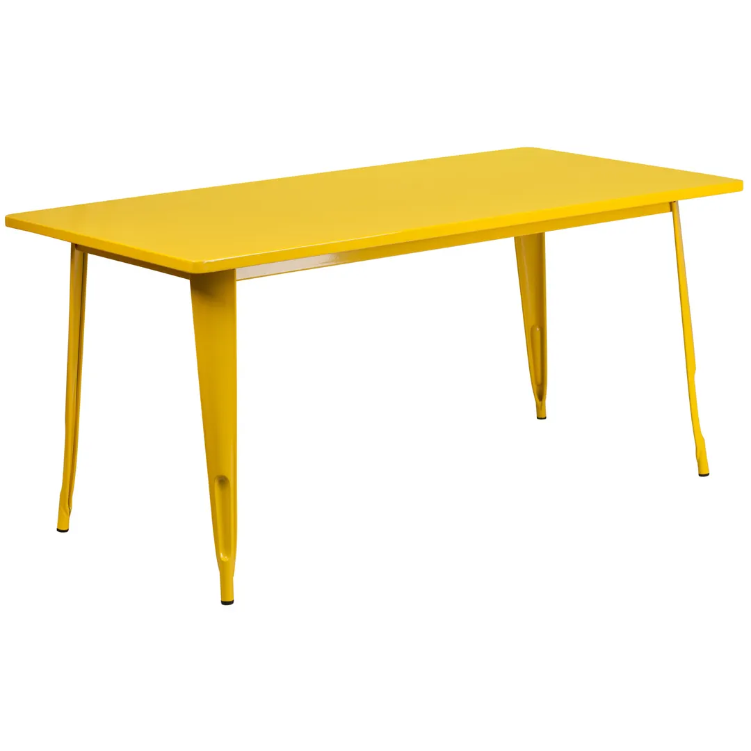 Flash Furniture ET-CT005-YL-GG 63" Rectangular Dining Table, Yellow, Galvanized Steel, Powder Coat Finish