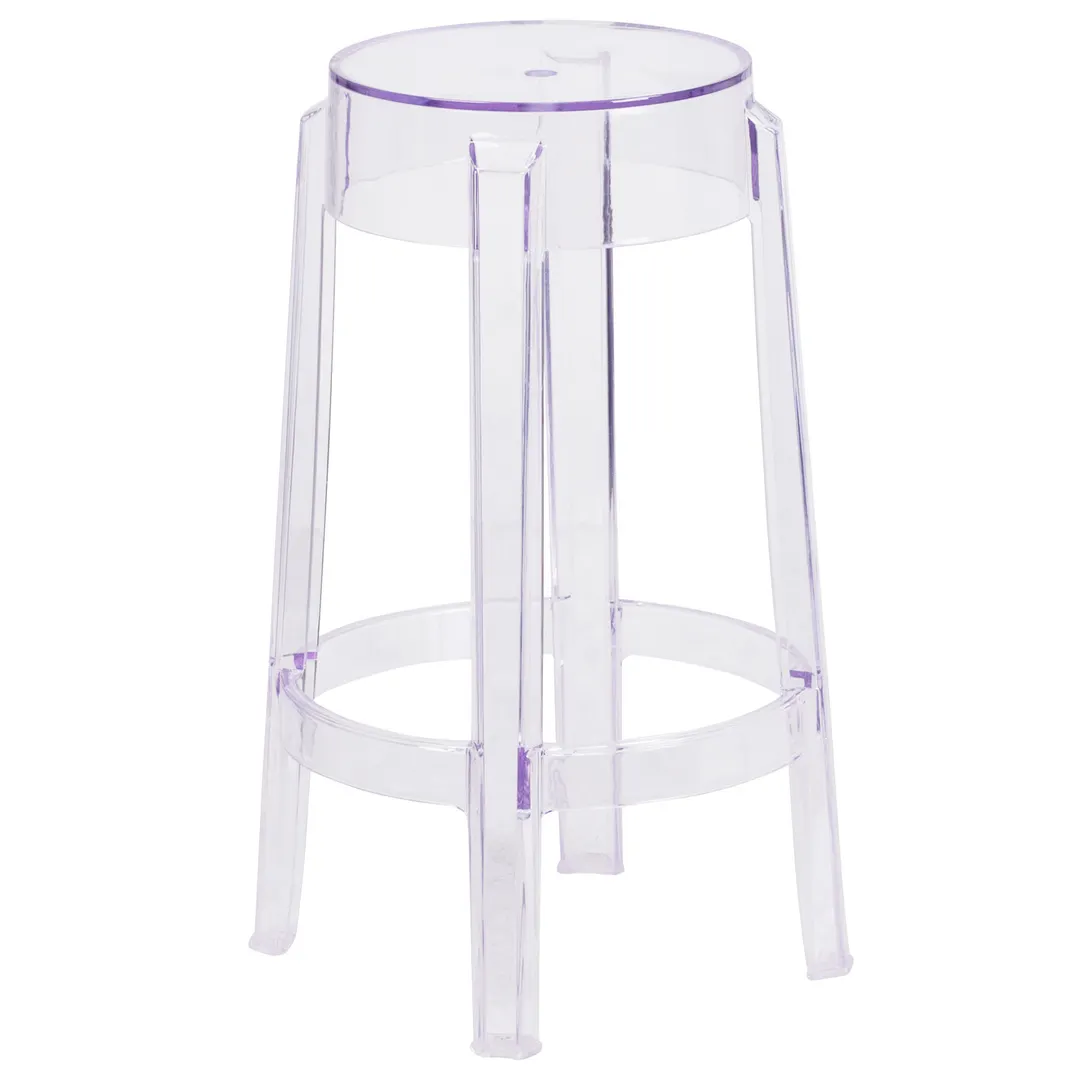 Flash Furniture FH-118-APC1-GG Counter Height Backless Polycarbonate Bar Stool with Footring