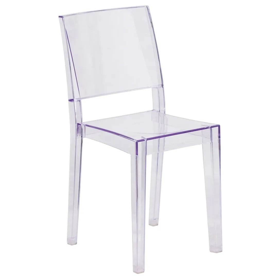 Flash Furniture FH-121-APC-GG Phantom Stacking Side Chair, Crystal, Plastic Frame/Seat, Back, Stacks 8, Glides