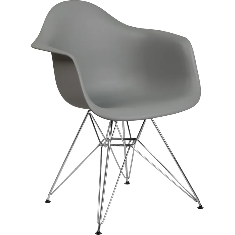 Flash Furniture FH-132-CPP1-GY-GG Alonza Series Gray Polypropylene Armchair with Chrome Base