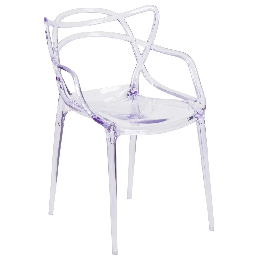 Flash Furniture FH-173-APC-GG Stacking Side Chair, Cutout Back with Arms, Frame, Glides, Stacks 8 – Outdoor