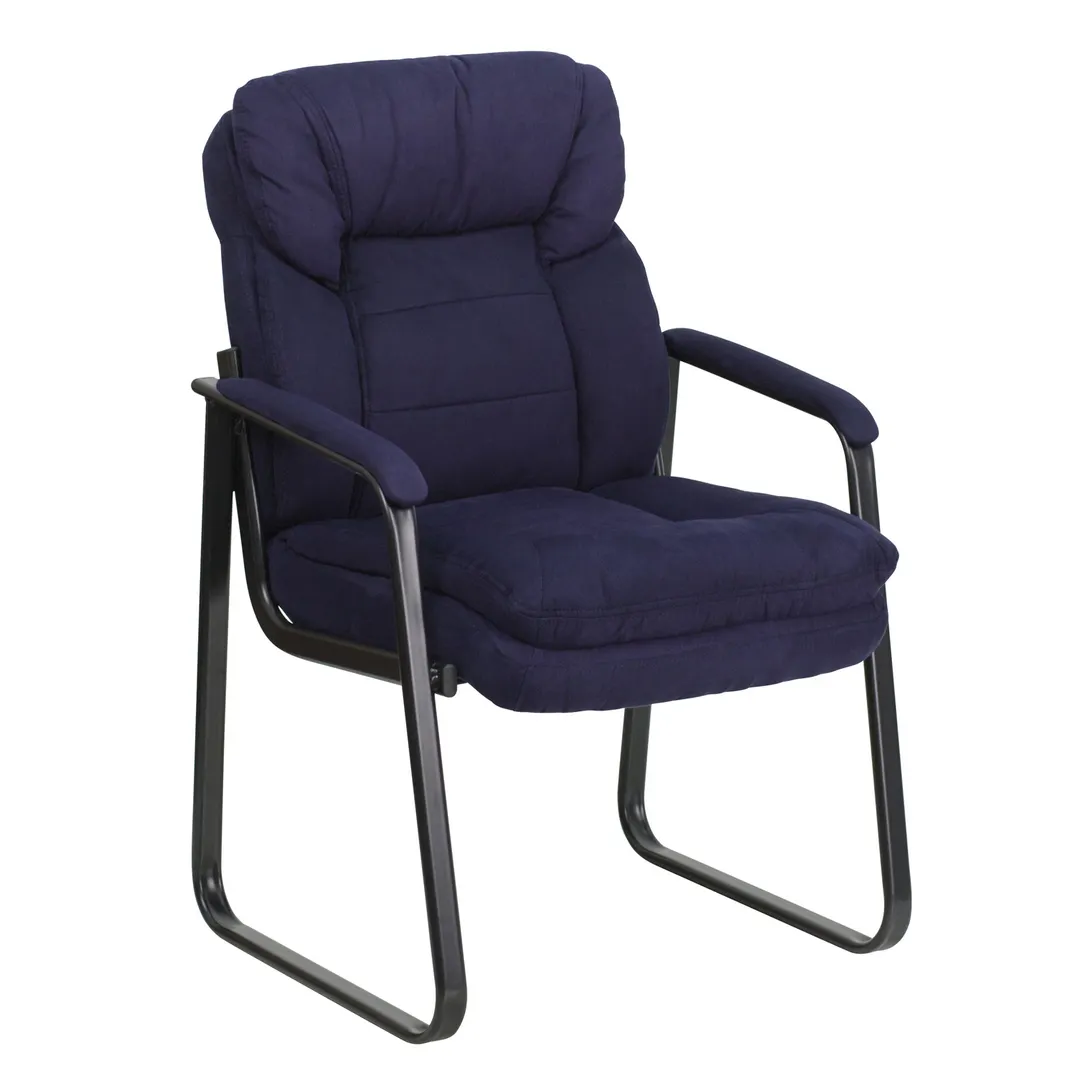 Flash Furniture GO-1156-NVY-GG Executive Side Chair, Navy Microfiber, 250 lb, Upholstered Back & Seat