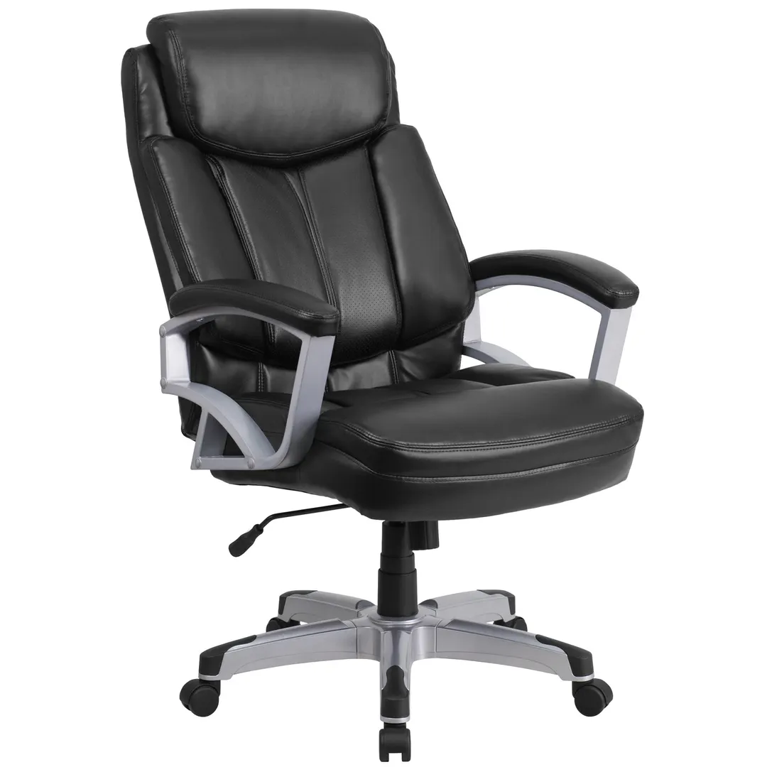 Flash Furniture GO-1850-1-LEA-GG Hercules Big & Tall Chair, 500 lb, 45-49.5 in, Black Headrest, Lumbar Support