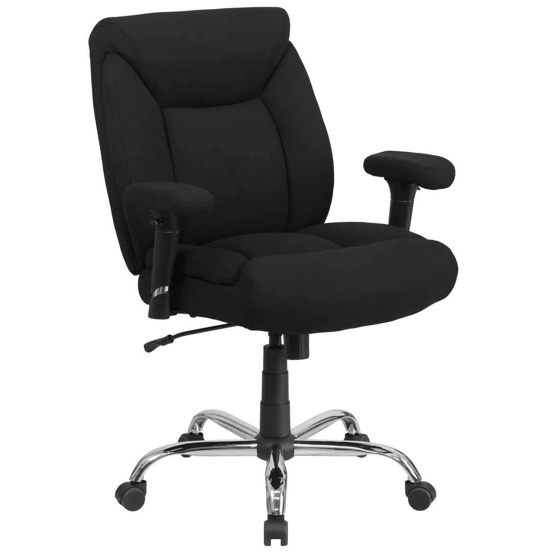 Flash Furniture GO-2073F-GG Hercules Swivel Chair, 38-3/4"-42-3/4" Height, 400 lb, Black Poly, Lumbar Support