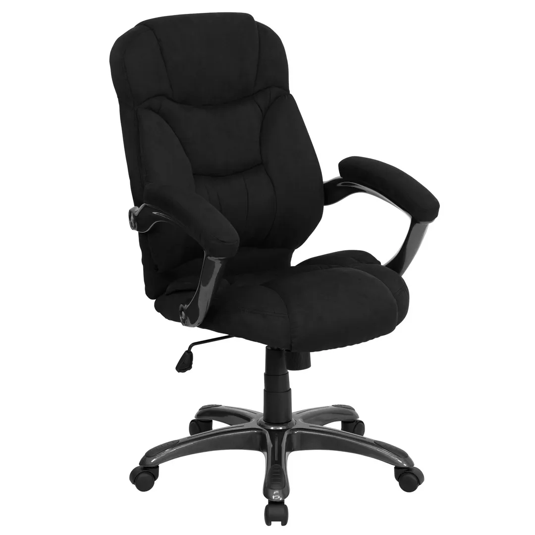 Flash Furniture GO-725-BK-GG Chair, 41-1/2"-45-1/4" , 250 lb, Back/Headrest, Microfiber, Tilt Lock, Black