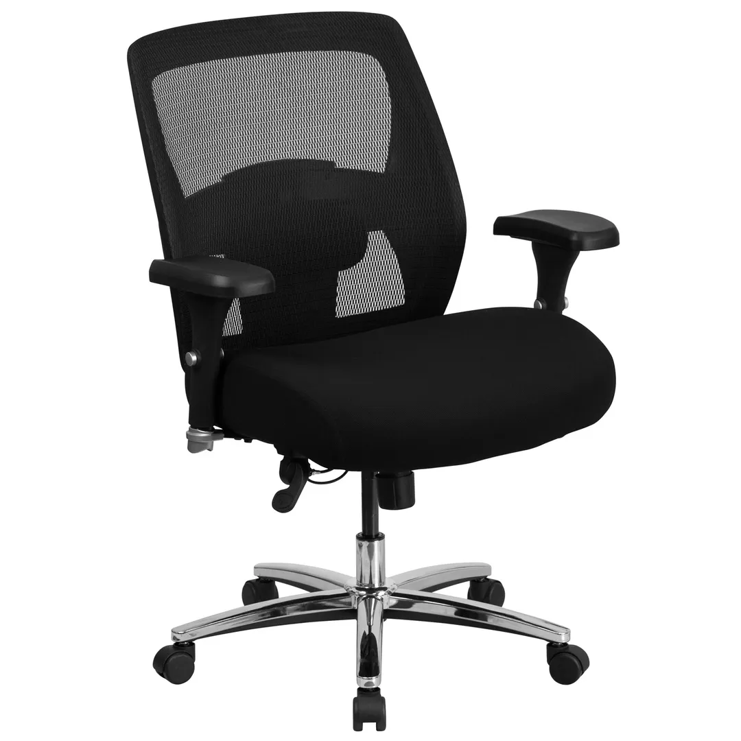 Flash Furniture GO-99-3-GG Hercules 24/7 Chair, 38-1/25"-45-1/2" Height, 500 lbs, Black Mesh, Chrome Base