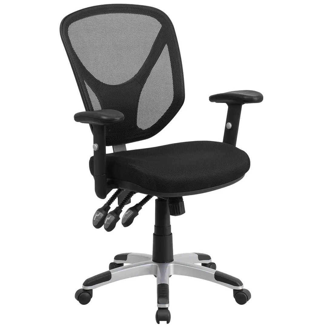 Flash Furniture GO-WY-89-GG Swivel Task Chair, 39"-43-3/4" Height, 250 lb, Mesh Seat, Black Base, Triple Paddle
