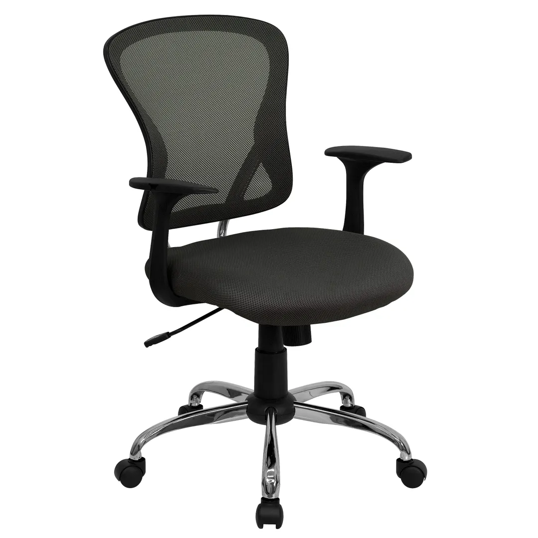 Flash Furniture H-8369F-DK-GY-GG Chair, 36"-40" Height, 250 lb, Mesh Back/Seat, Nylon Arms, Lock, Lumbar