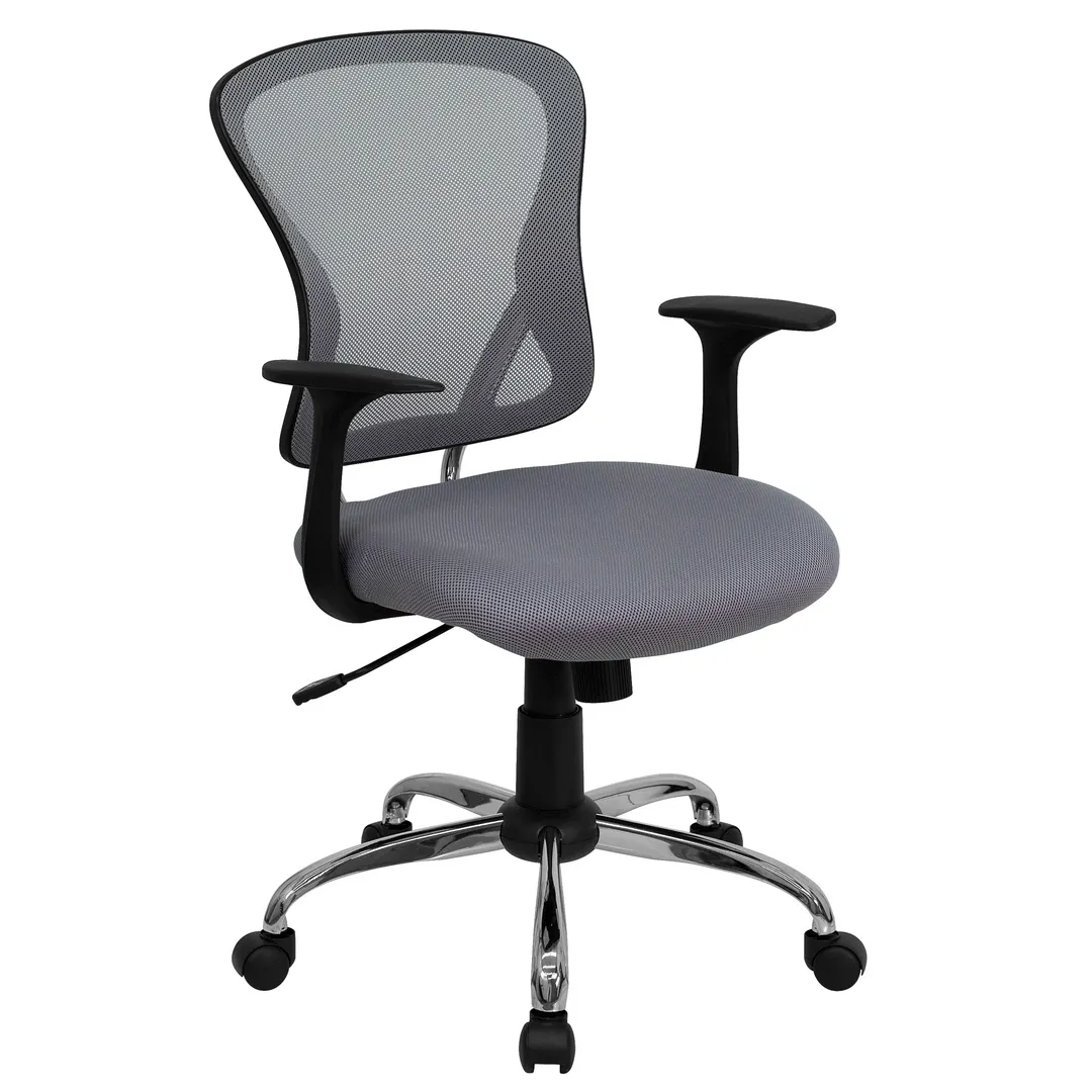 Flash Furniture H-8369F-GY-GG Swivel Chair, 36"-40" Height, 250 lb, Gray Back, Nylon Arms, Chrome Base Casters