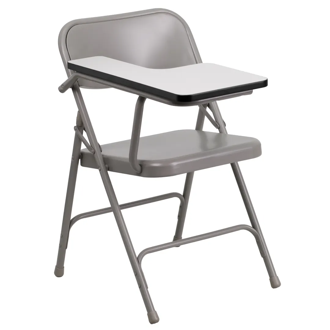Flash Furniture HF-309AST-RT-GG Premium Folding Chair, 500 lb, Beige, 12.25in Right Handed Tablet Arm, Steel Frame