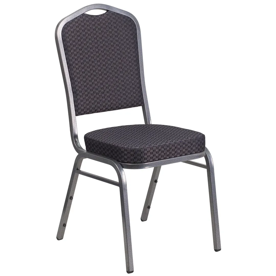 Flash Furniture HF-C01-SV-E26-BK-GG Hercules Series Stacking Banquet Chair, 500 lb, Upholstered Seat & Back, Fabric Upholstery, Black