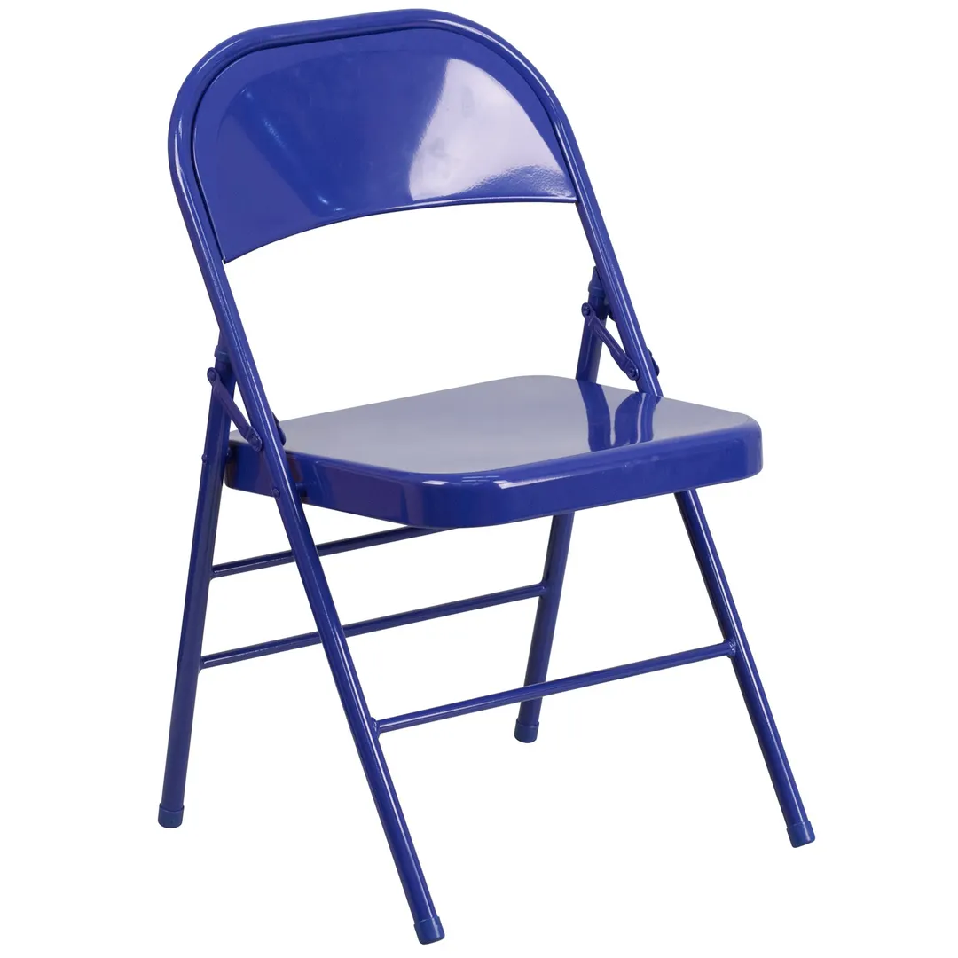 Flash Furniture HF3-BLUE-GG Hercules Colorburst Folding Chair, 300 lb, Blue, 18-Gauge Steel Seat, Frame