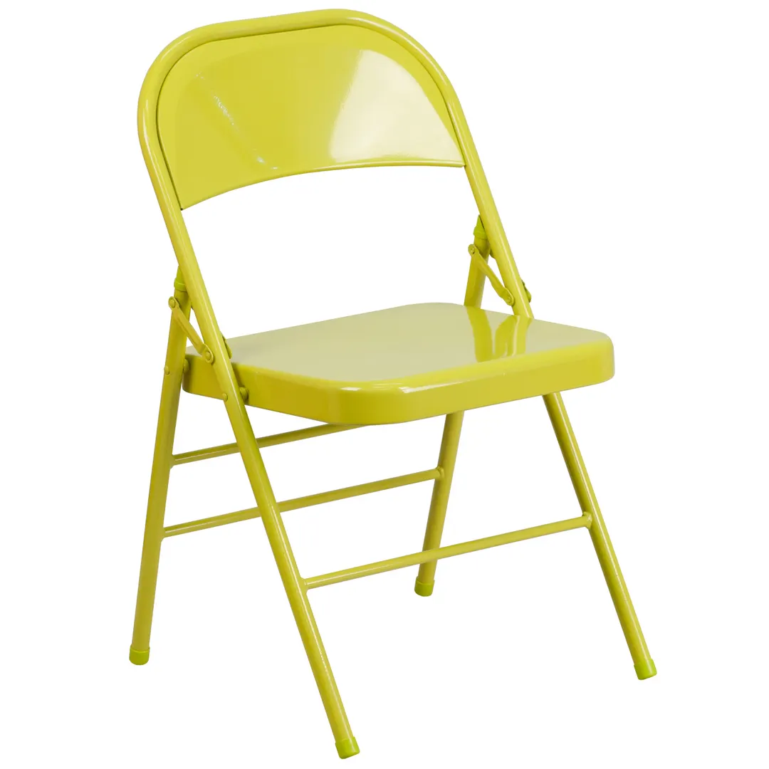Flash Furniture HF3-CITRON-GG Colorburst Folding Chair, 300 lb, Citron, 18‑Gauge Seat/Back, Frame, Glides