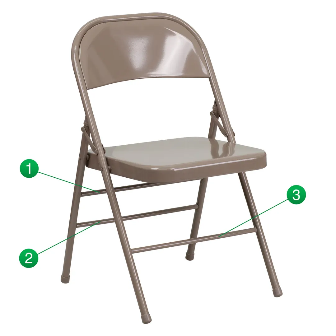 Flash Furniture HF3-MC-309AS-BGE-GG Hercules Folding Chair, 300 lbs, Beige, Steel Seat & Back, Indoor/Outdoor