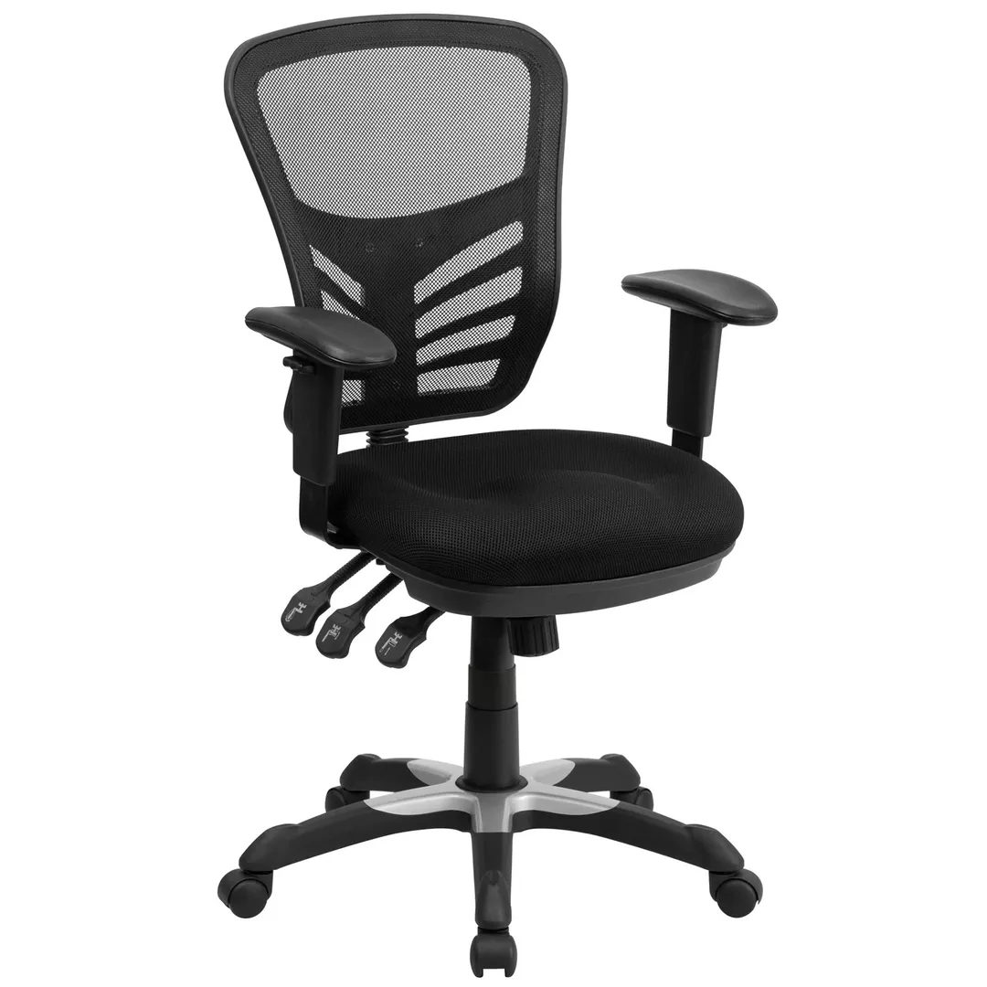Flash Furniture HL-0001-GG Swivel Task Chair, Mesh Back, 36-3/4"-43-1/2" Height, 250 lb, Casters on Nylon Base
