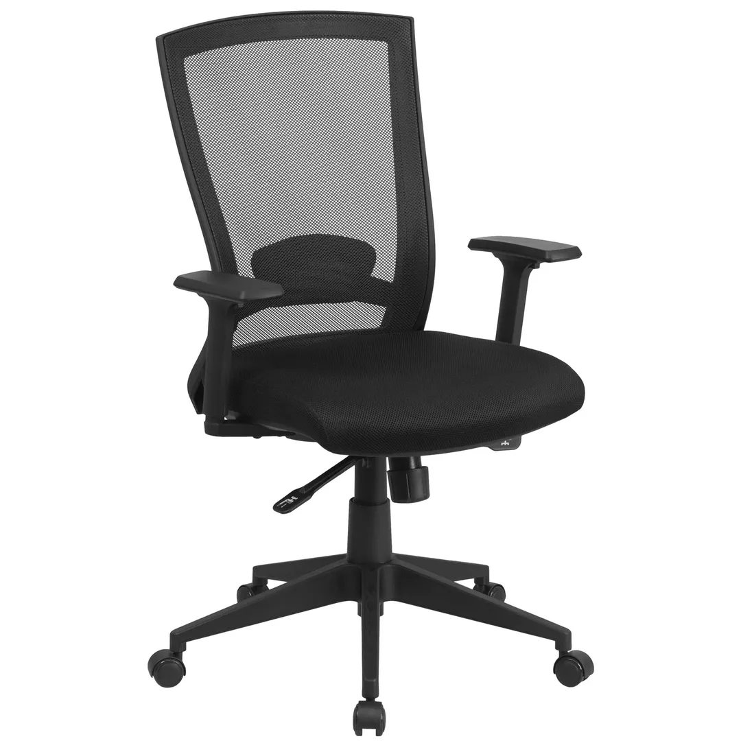 Flash Furniture HL-0004K-GG Office Chair, 39-42" Height, 250 lb, Mesh Back, Lumbar, Black Base, Dual Casters
