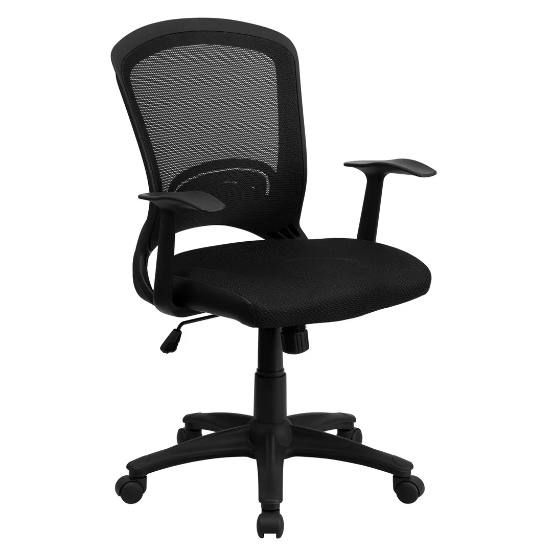 Flash Furniture HL-0007-GG Chair, Black, 36-1/2"-41-1/2" Adjustable Height, 250 lb, Mesh, Arms, Dual Casters