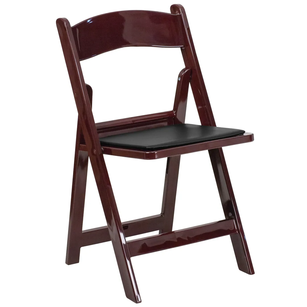 Flash Furniture LE-L-1-MAH-GG Hercules Folding Chair, 1000 lbs, Black Padded Vinyl Seat, Frame, Mahogany