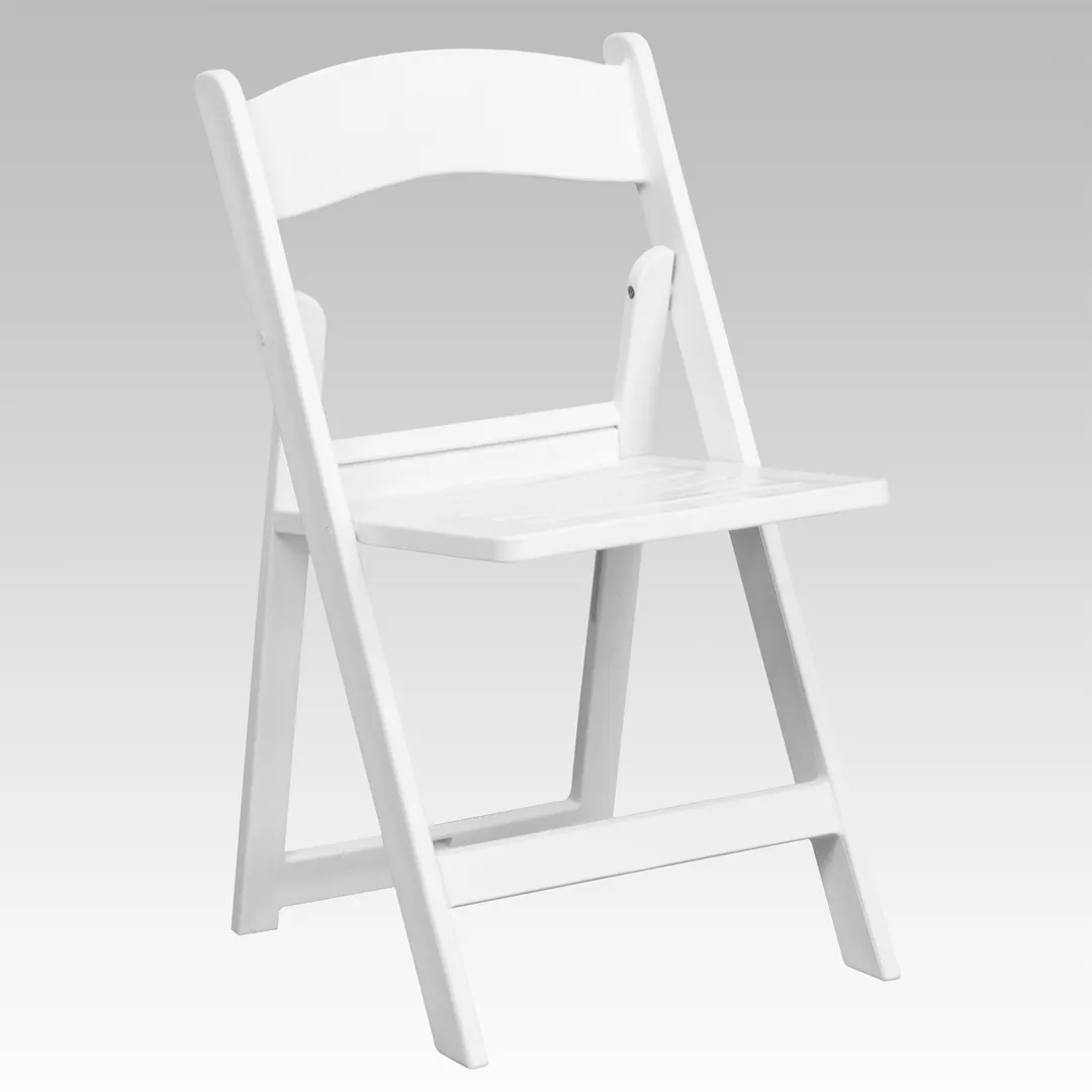 Flash Furniture LE-L-1-WH-SLAT-GG Folding Chair, 1000 lbs, White UV‑Stabilized PP Frame, Slatted Seat