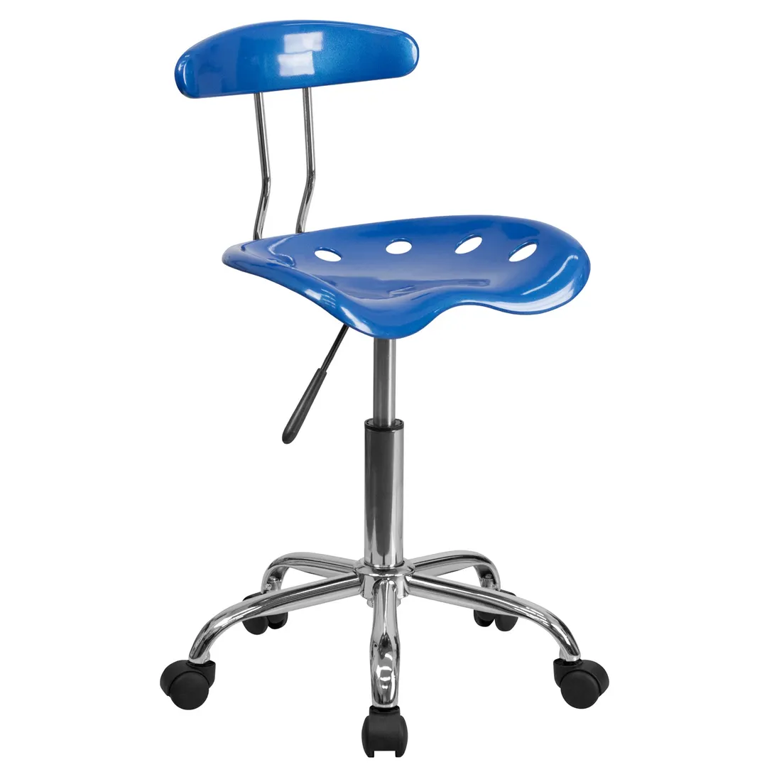 Flash Furniture LF-214-BRIGHTBLUE-GG Chair 29-1/4"-34-3/4" 250 lb Poly Back/Seat Armless Casters Bright Blue