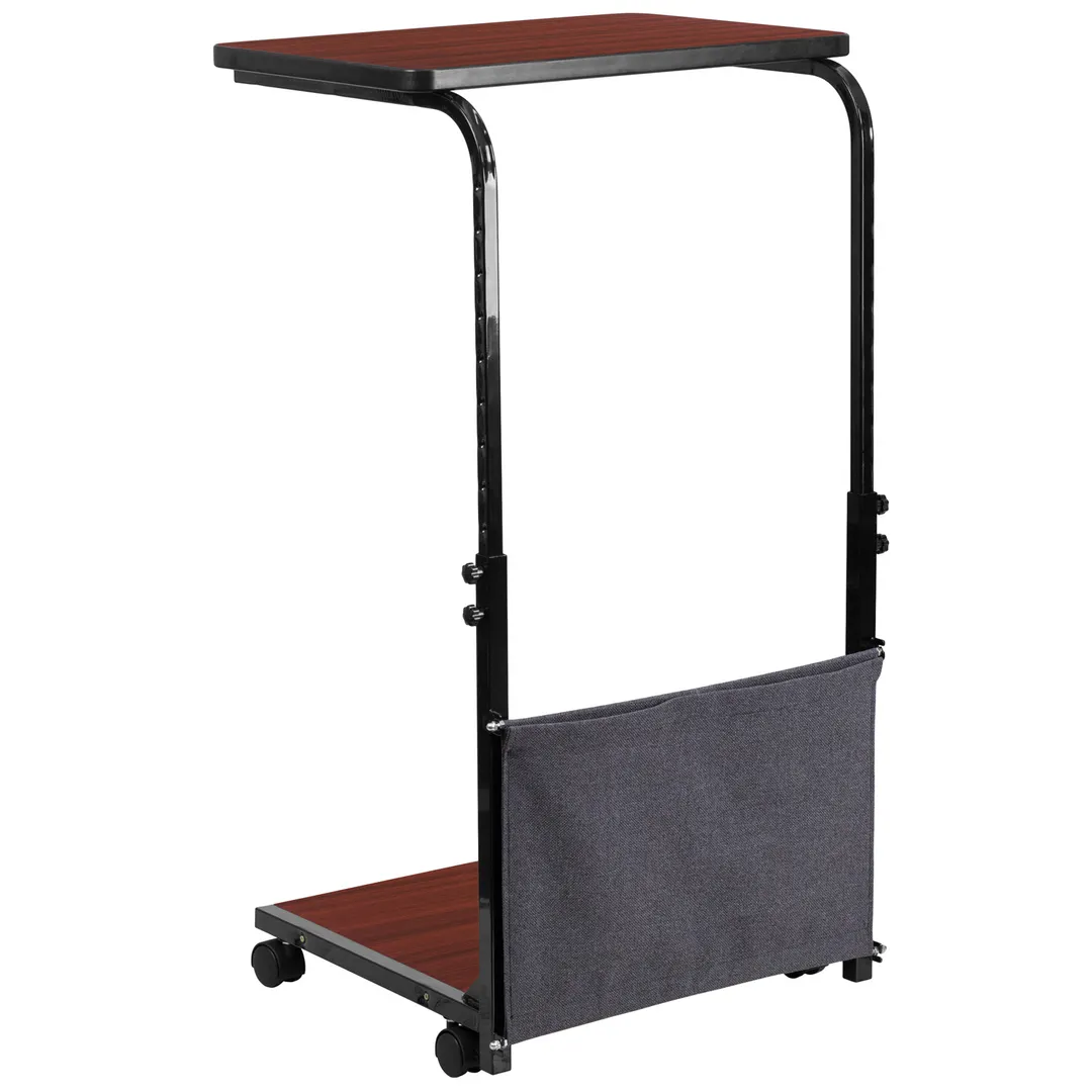 Flash Furniture MT-6288-1-GG Sit-Down/Stand-Up Computer Desk, 24W x 20D, Mahogany Melamine Top, Black Powder Coat Frame