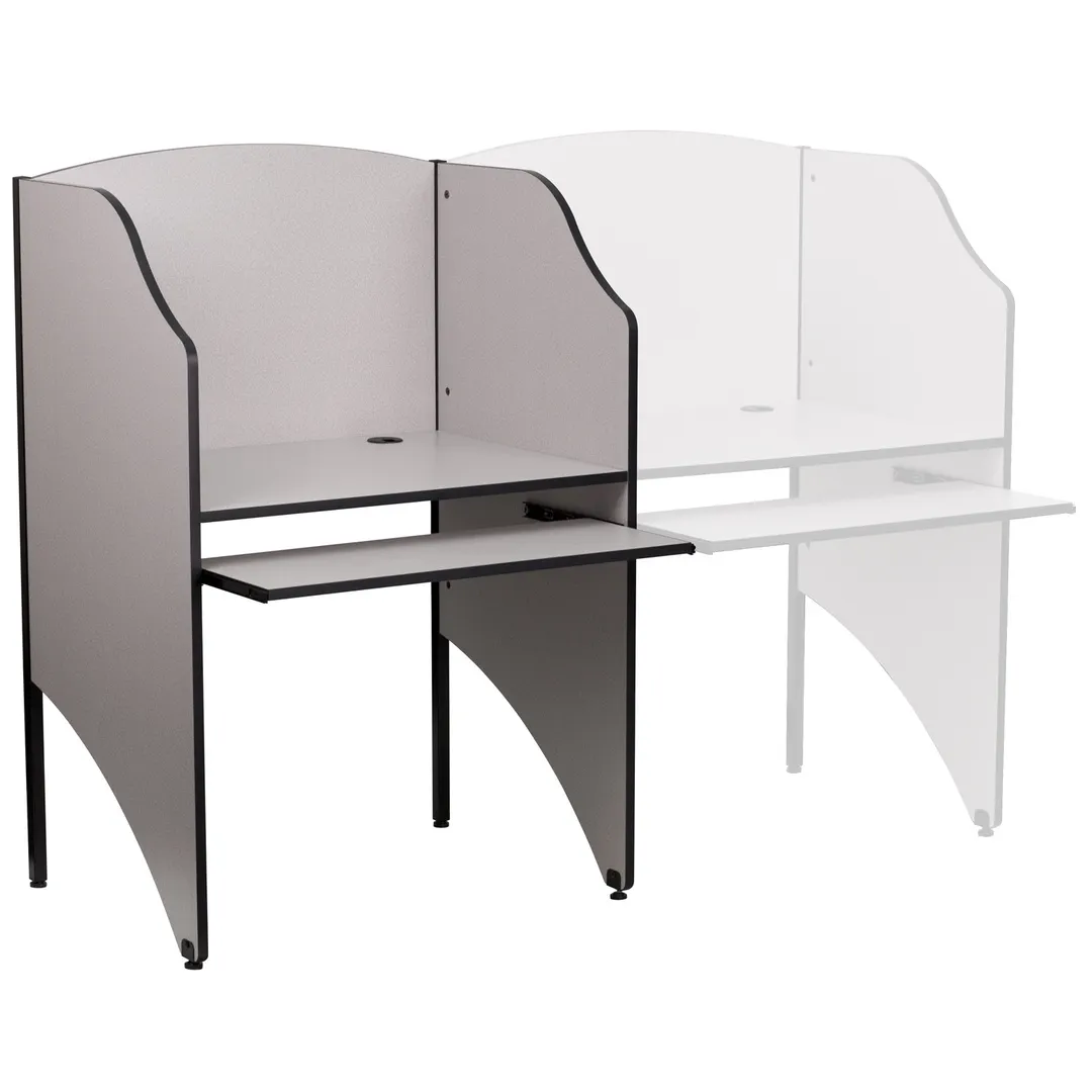 Flash Furniture MT-M6201-GY-GG Study Carrel, 32-5/8" W x 24-2/5" D, gray laminate, keyboard, grommet, frame