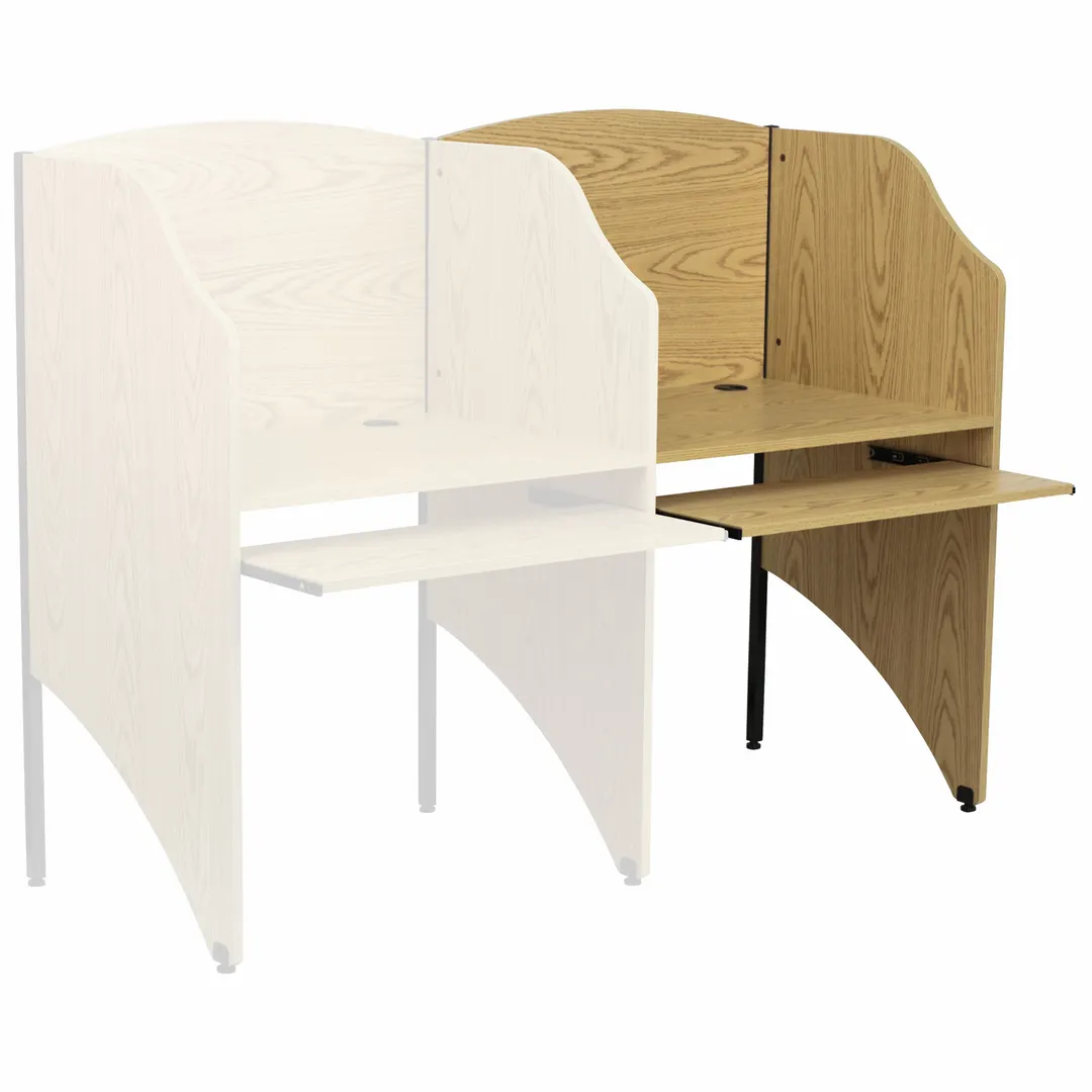 Flash Furniture MT-M6202-OAK-ADD-GG Carrel, 31-9/10"W x 21-2/5"D x 49-5/8"H, Oak Laminate, Steel Frame, Tray