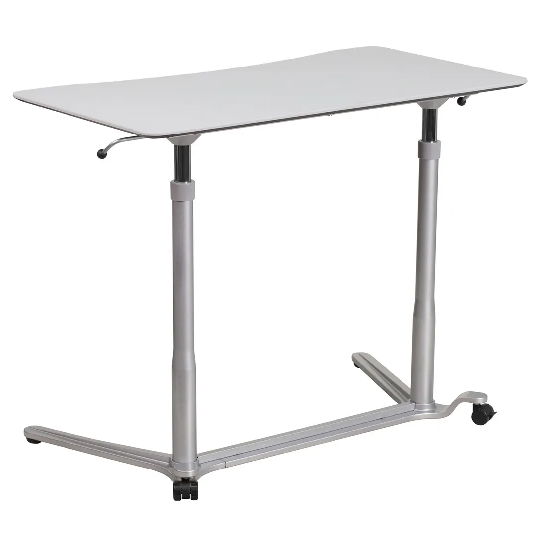 Flash Furniture NAN-IP-6-1-GG Sit-Down/Stand-Up Computer Desk, 37-3/8"W, Adjustable Height 29"-40-3/4", Light Gray Laminate Top, Silver Powder Coat Frame