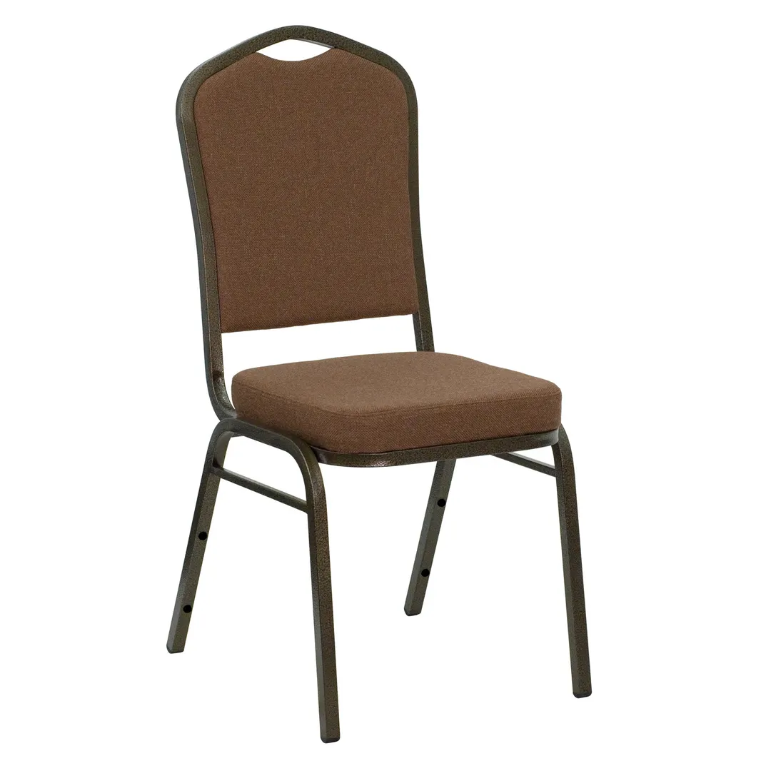 Flash Furniture NG-C01-COFFEE-GV-GG Hercules Series Stacking Banquet Chair, 500 lb, Fabric Upholstered Seat & Back, Gold Vein Finish