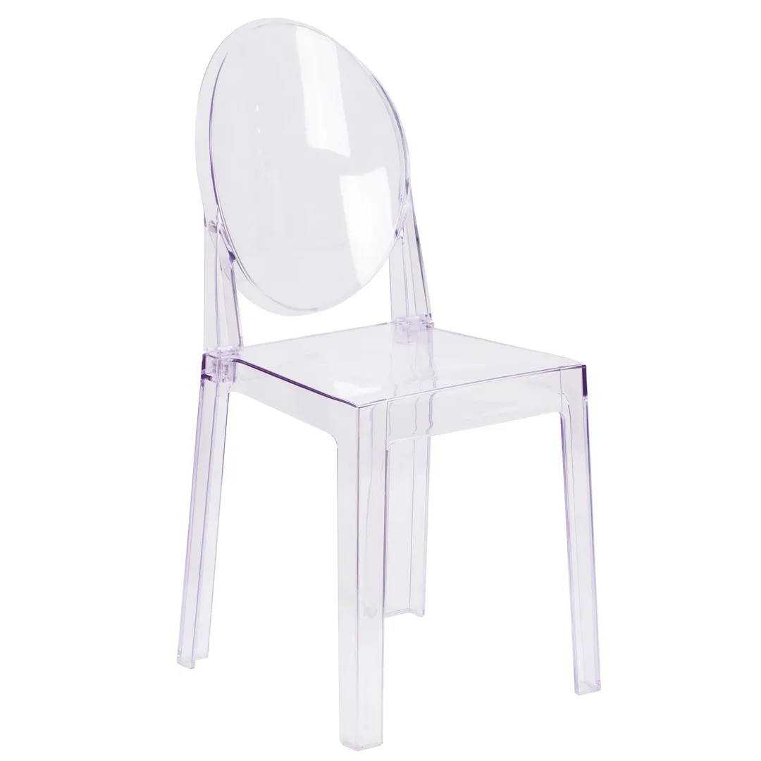 Flash Furniture OW-GHOSTBACK-18-GG Ghost Chair, 330 lb, Polycarbonate, Transparent Crystal, Outdoor