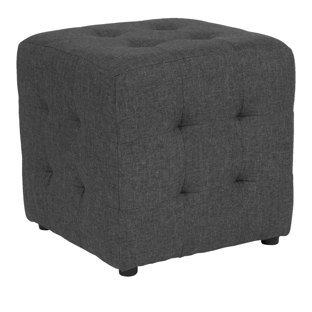 Flash Furniture QY-S02-DGY-GG Avendale Ottoman/Pouf, 16"W x 16"D x 15-3/4"H, Dark Gray, Tufted, Fabric Upholstery