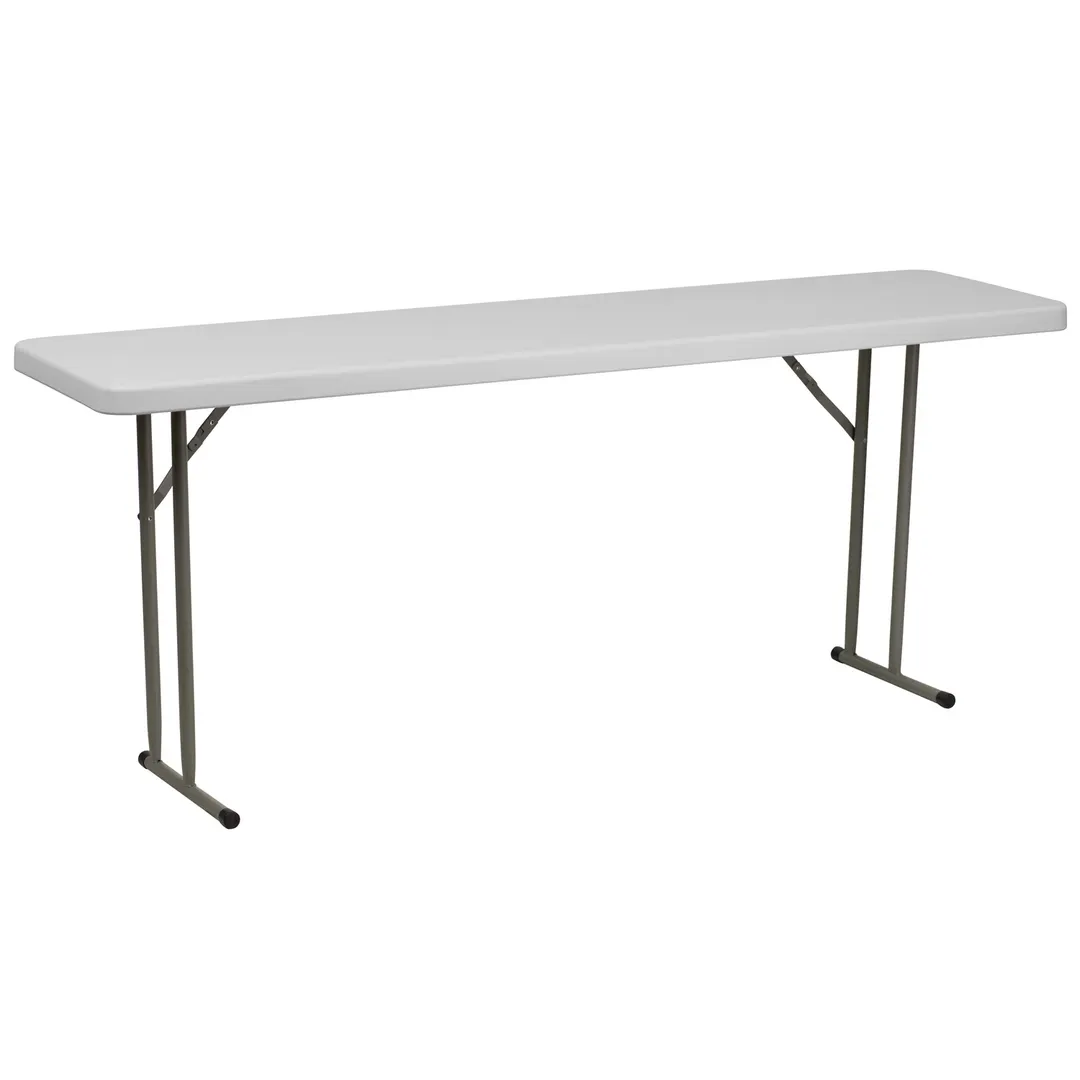 Flash Furniture RB-1872-GG Training Folding Table, 72"W x 18"D x 29"H, Granite White Plastic Top, Gray Metal Legs, 220 lbs