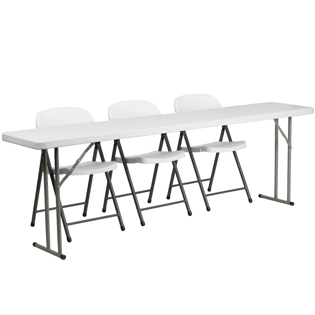 Flash Furniture RB-1896-2-GG Folding Training Table & Chair Set, 96"L x 18"W, Gray & White, 330 lb Capacity