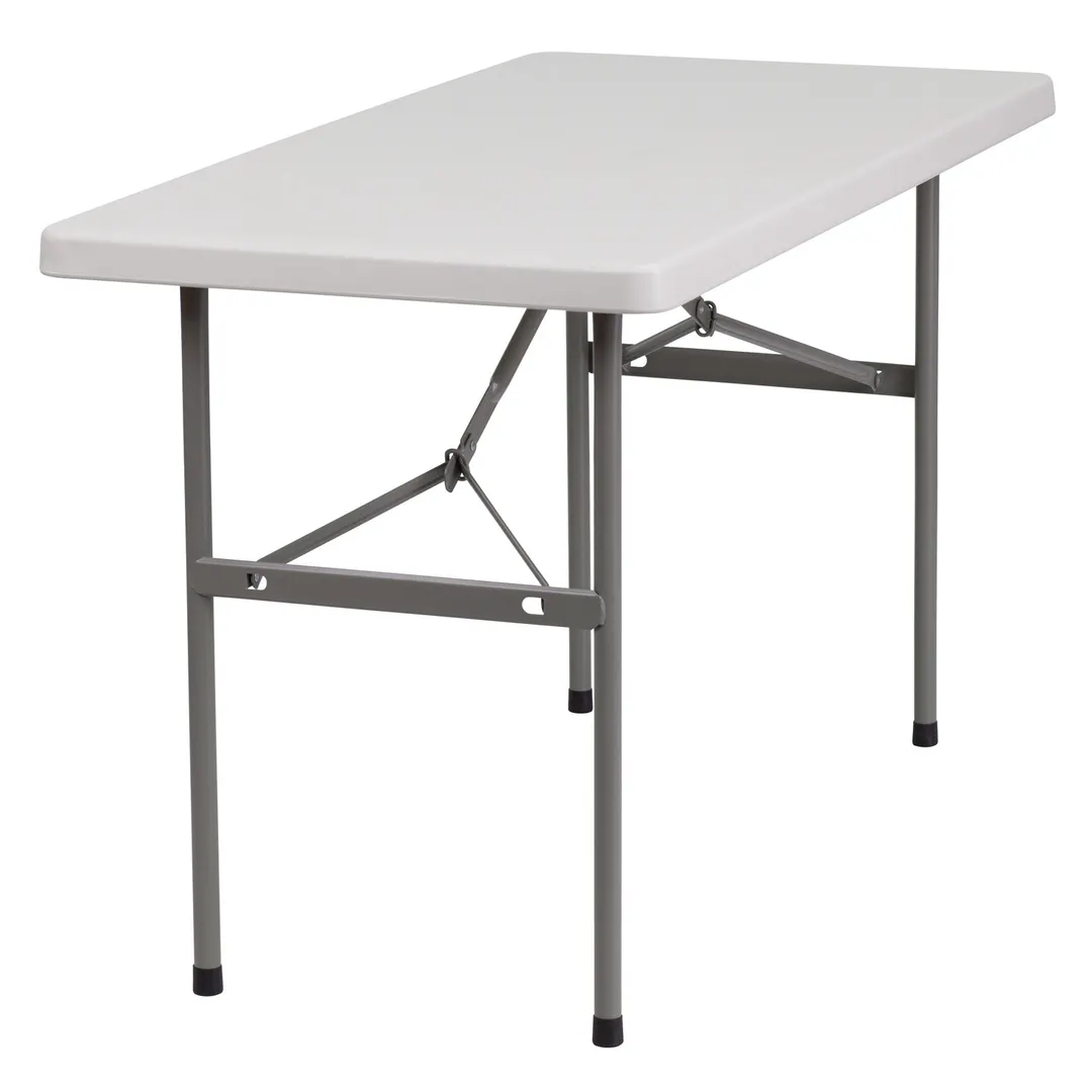 Flash Furniture RB-2448-GG Folding Table, 48"W x 24"D x 29"H, Granite White Plastic Top, Gray Metal Legs, 220 lbs