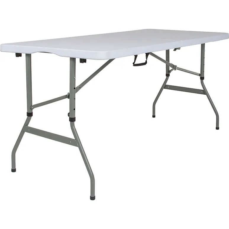 Flash Furniture RB-3050FH-ADJ-GG 5' Folding Table, Granite White, Adjustable Height, 330 lbs, Waterproof, Indoor/Outdoor Use