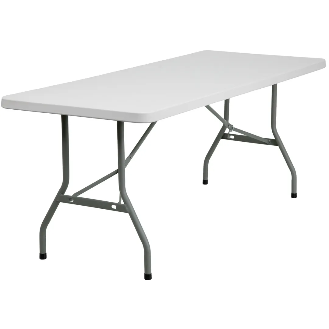 Flash Furniture RB-3072-GG Folding Table, 72"W x 30"D x 29"H, Granite White Plastic Top, Gray Metal Legs, 330 lbs, Rectangular, Indoor/Outdoor