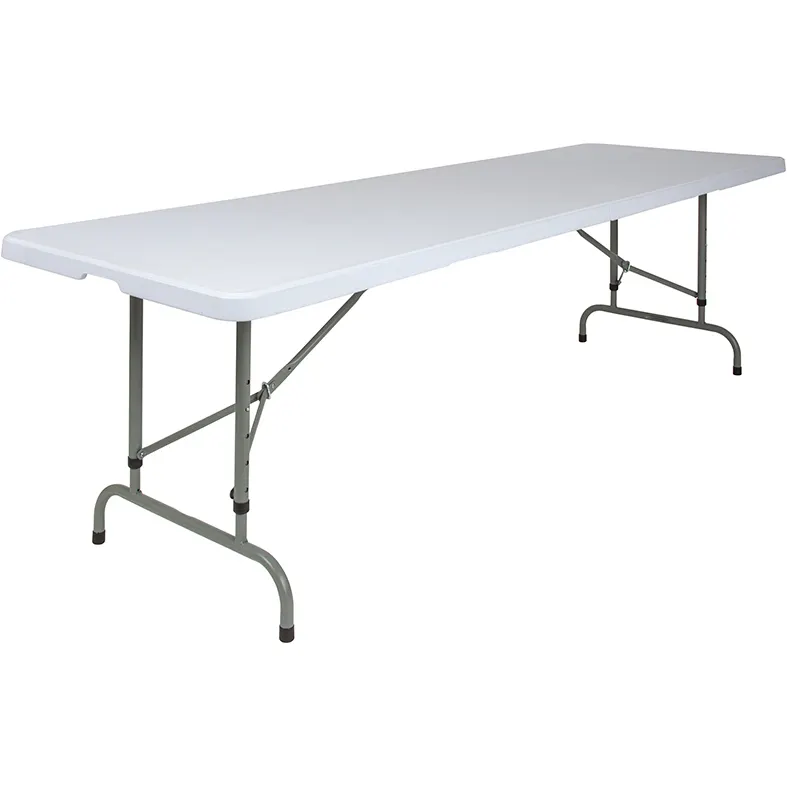 Flash Furniture RB-3096ADJ-GG 8 Ft Folding Table, Granite White, 30x96 Inches, 661 lb, Adjustable Height, Waterproof, Gray Powder Coated