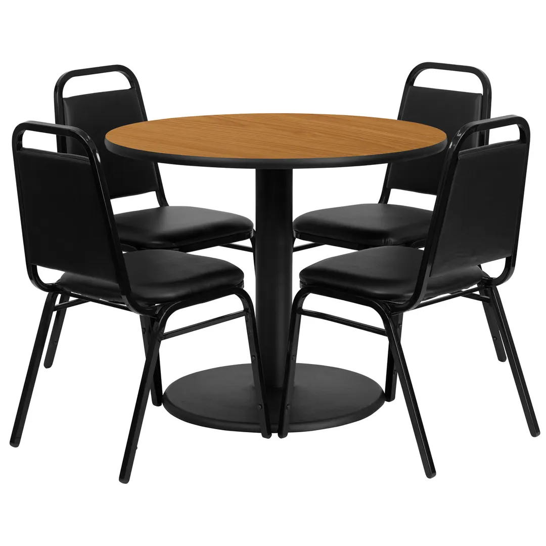 Flash Furniture RSRB1003-GG 36" Round Table & 4 Banquet Chairs Set, 500 lb, Black Finish