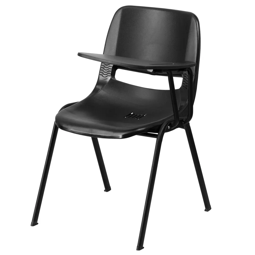 Flash Furniture RUT-EO1-BK-LTAB-GG Hercules Series Ergonomic Shell Chair, 880 lb, Black Powder Coated Metal Frame, Plastic Seat & Back
