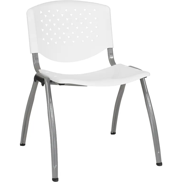 Flash Furniture RUT-F01A-WH-GG Stacking Chair, 880 lbs, White Poly Seat & Back, Frame, Stacks, Indoor/Outdoor