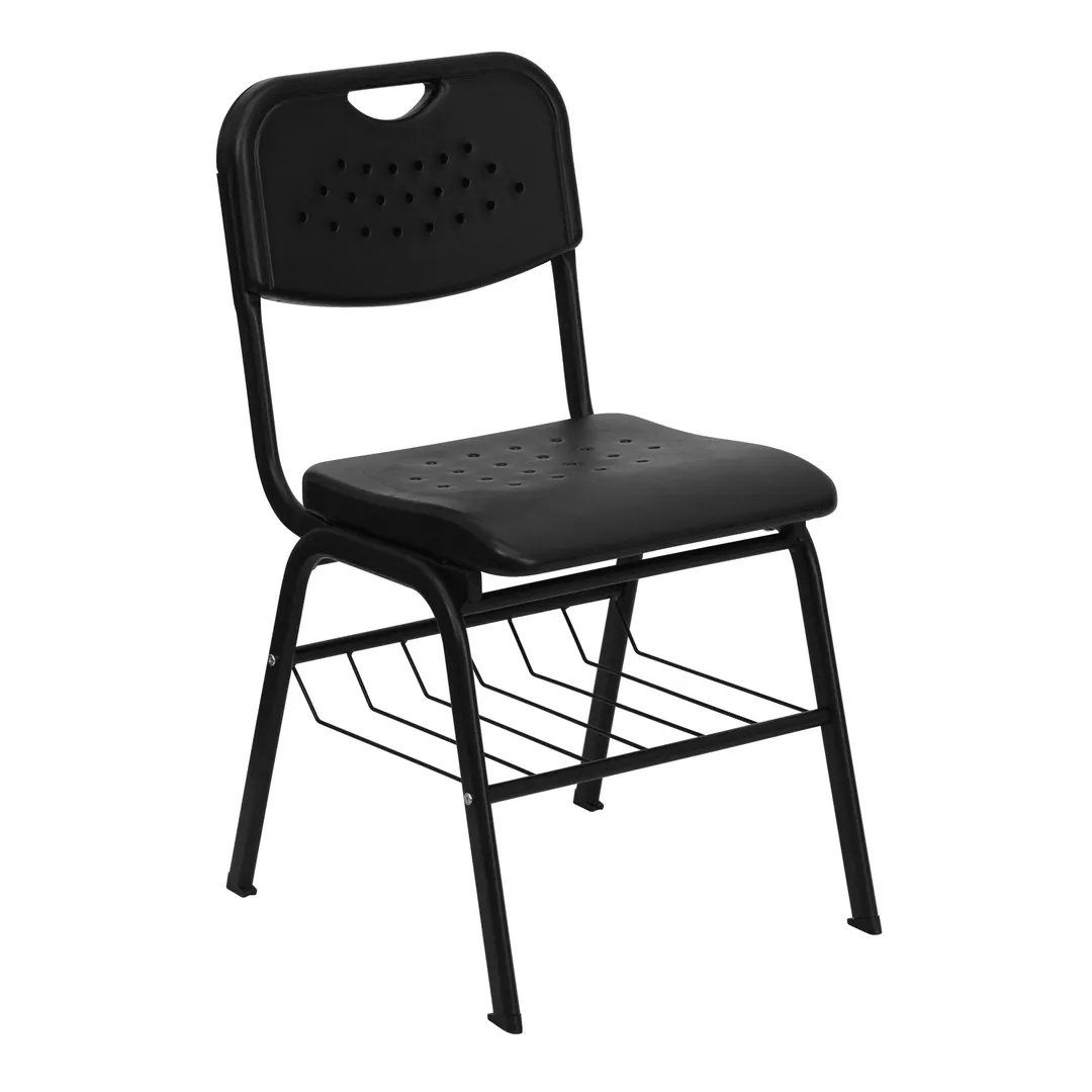 Flash Furniture RUT-GK01-BK-BAS-GG Stacking Chair, Black Metal Frame, 880 lbs, Seat/Back Plastic, 10‑High Stack