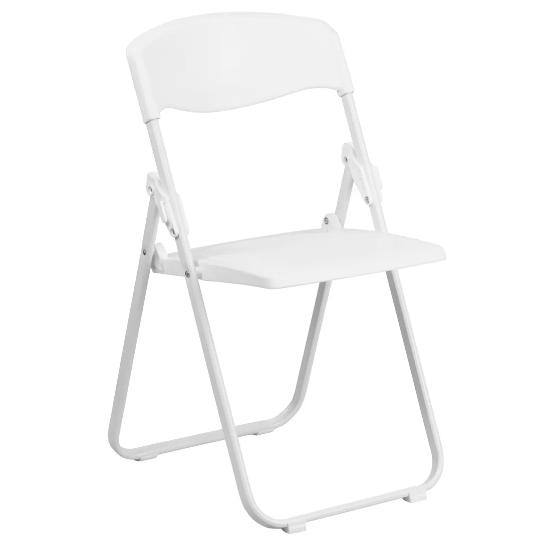 Flash Furniture RUT-I-WHITE-GG Hercules Chair, 500 lb, White 18‑Gauge Steel Frame, Plastic Seat/Back, Nestable