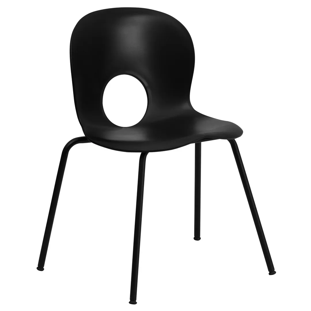 Flash Furniture RUT-NC258-BK-GG Stacking Chair, 770 lb, Black Frame, Plastic Seat/Back, Stacks 5 High, Use
