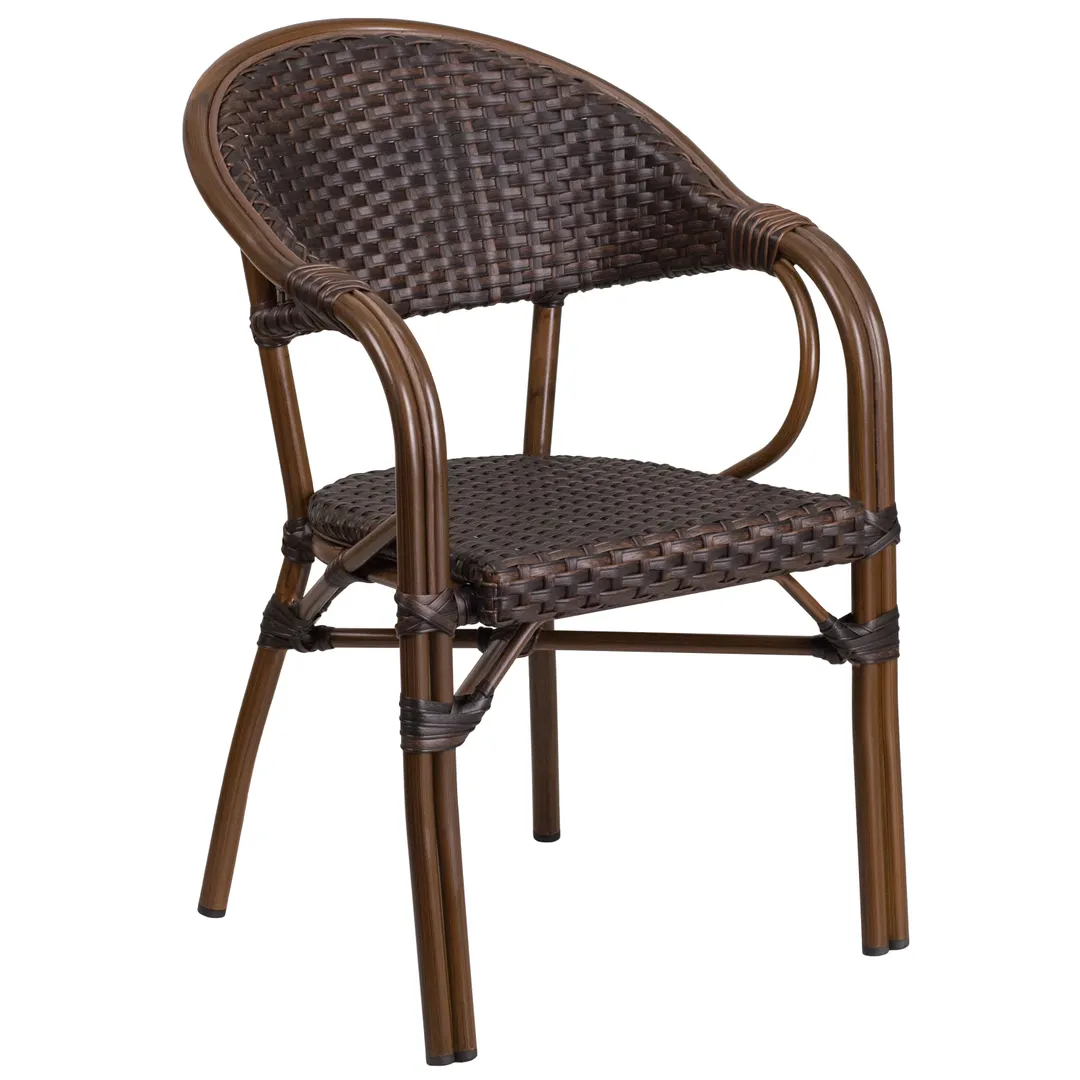 Flash Furniture SDA-AD642003R-2-GG Milano Series Red Bamboo Stackable Patio Armchair