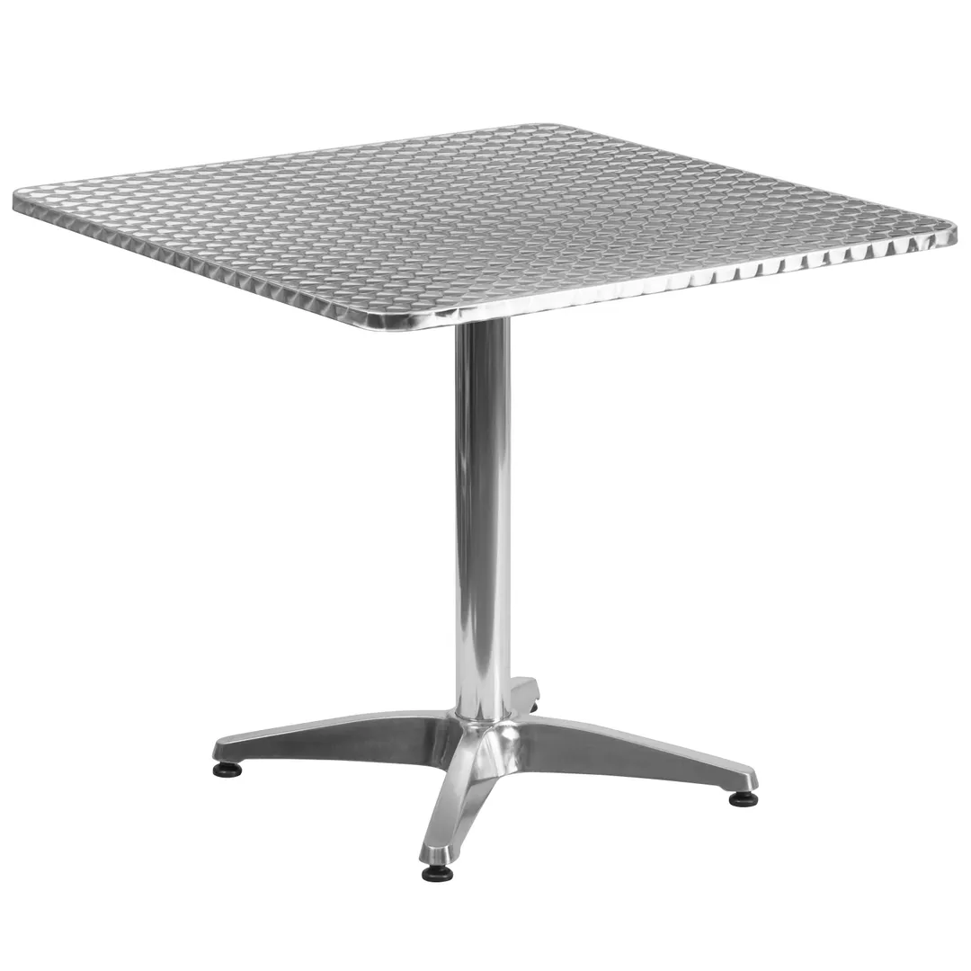 Flash Furniture TLH-053-3-GG 31.5 Square Smooth Stainless Steel Outdoor Table, Aluminum Base